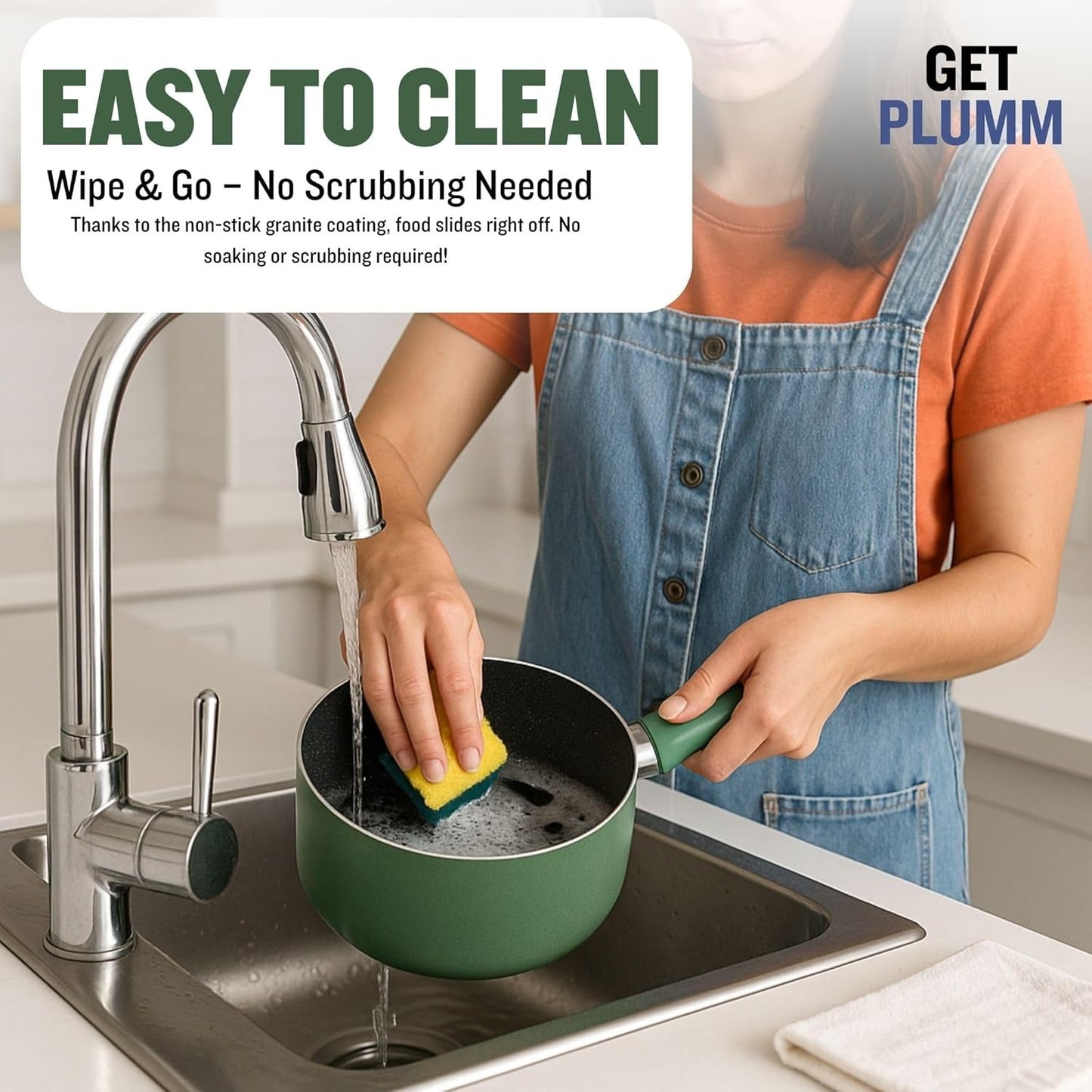 4-Piece Green Nonstick Cookware Set with Glass Lids – Induction Compatible Pots & Frying Pan Set