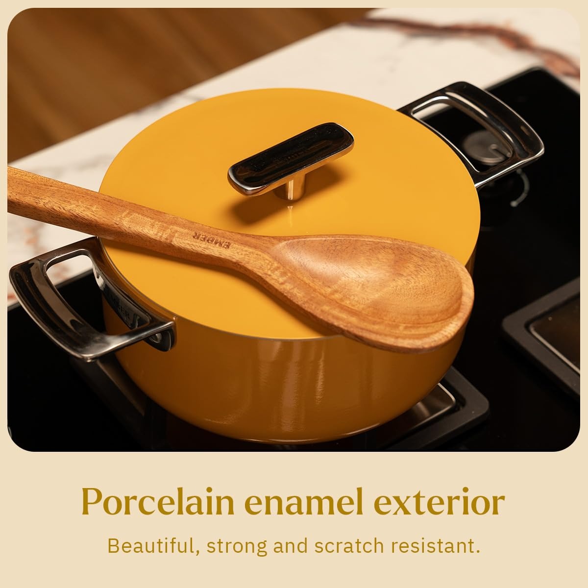 6-Piece Yellow Nonstick Cookware Set with Stainless Steel Handles – Induction Compatible Pots & Frying Pan Bundle