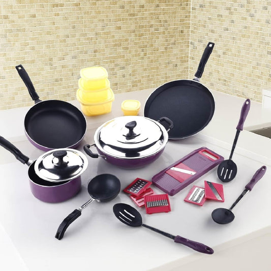 15-Piece Nonstick Cookware & Kitchen Essentials Set – Pots, Pans, Utensils & Food Storage Containers