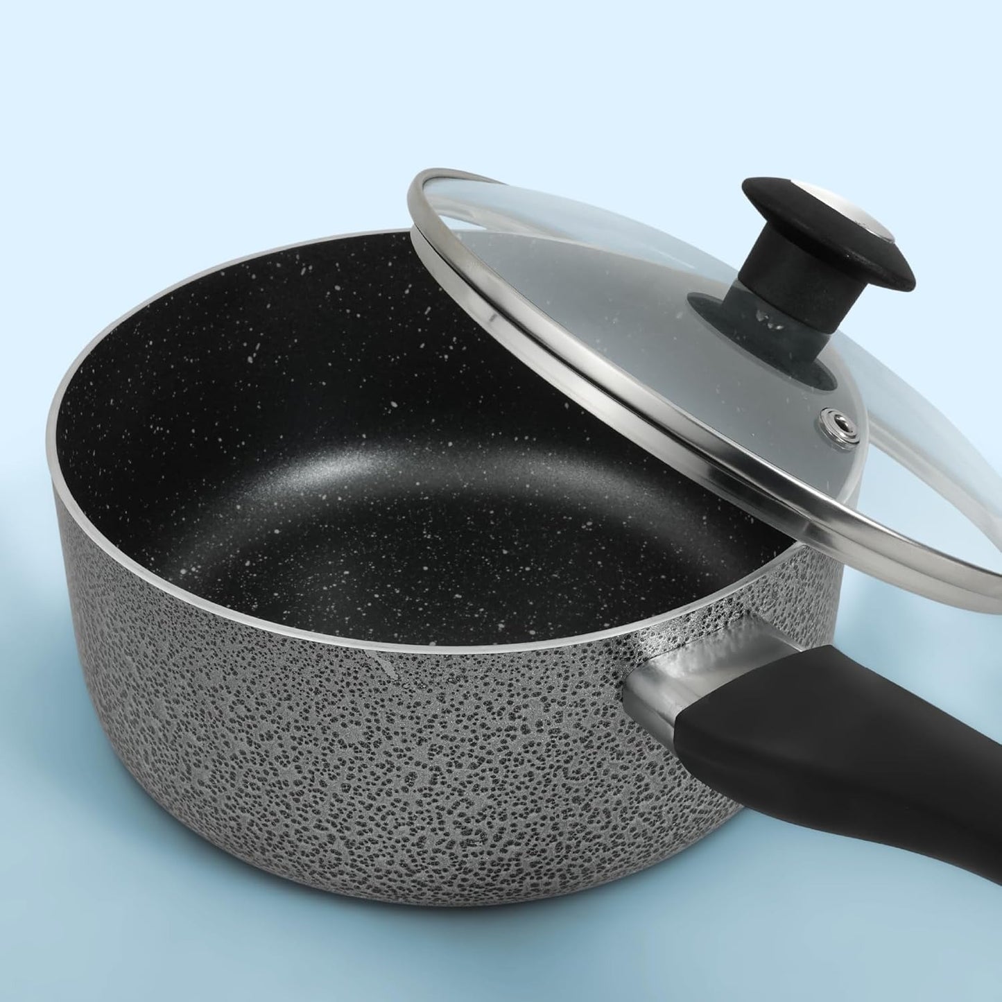 3-Piece Nonstick Cooking Pot Set with Glass Lids – Durable Aluminum Casserole Pots with Stay-Cool Handles